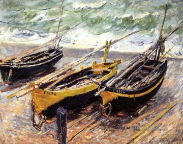  barco - Tres barcos de pesca Claude Monet